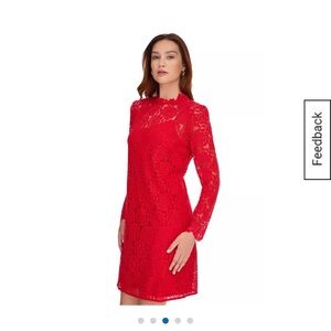 Tommy Hilfiger Red Lace Long Sleeve Dress